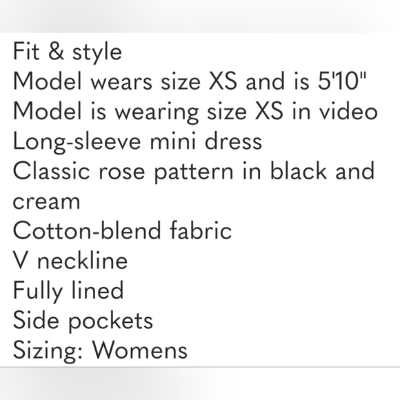 Kate Spade Black and White Floral Long Sleeve Dress - Picture 8 of 8